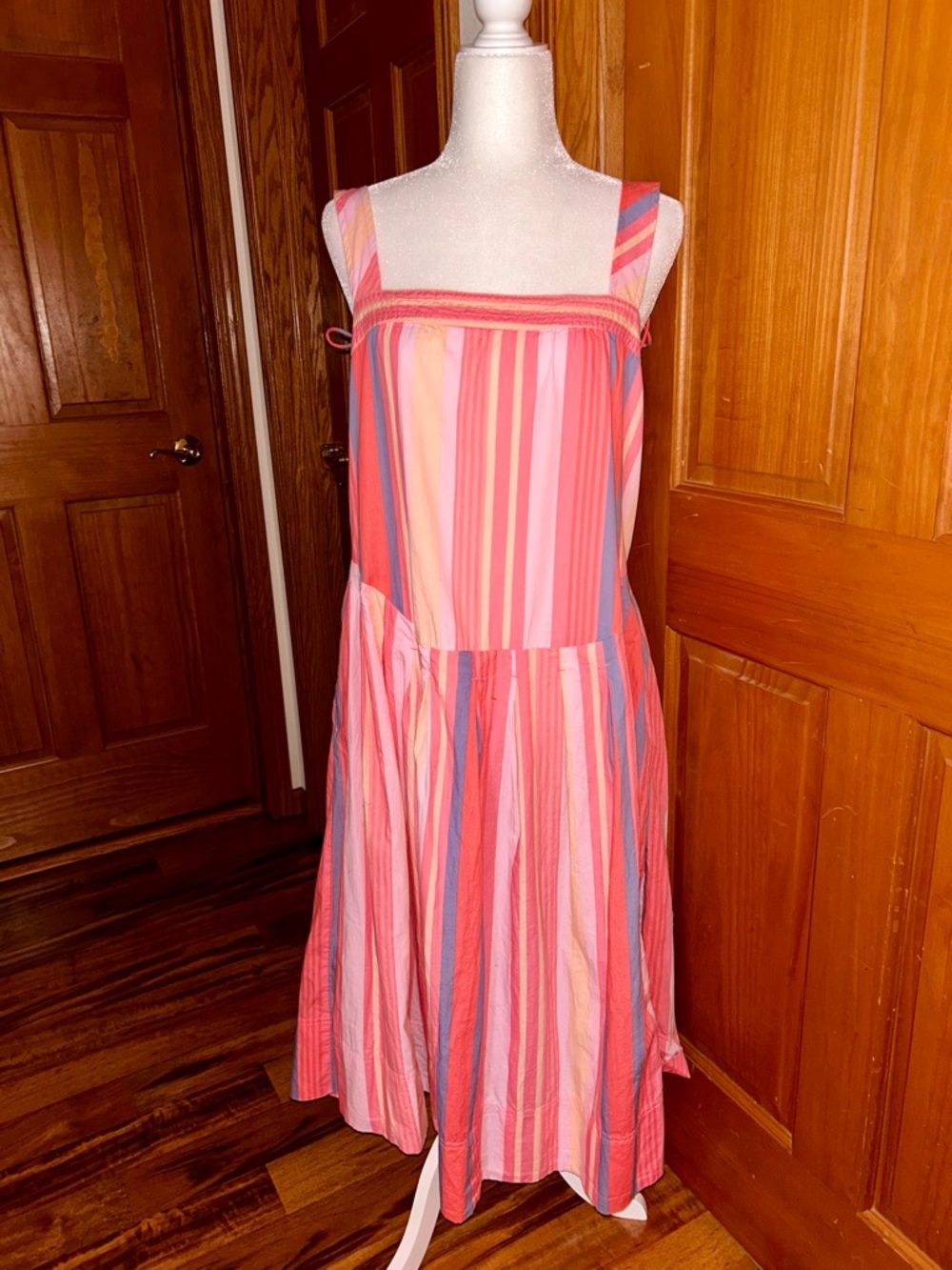 Free People Multicolor Striped Sundress in Coral, Pink & Blue